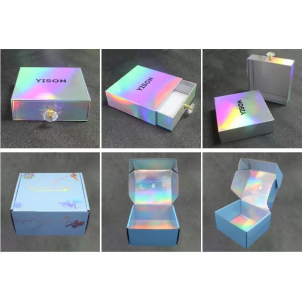Luxury Glitter Iridescent Paper Cosmetic Gift Packaging Boxes