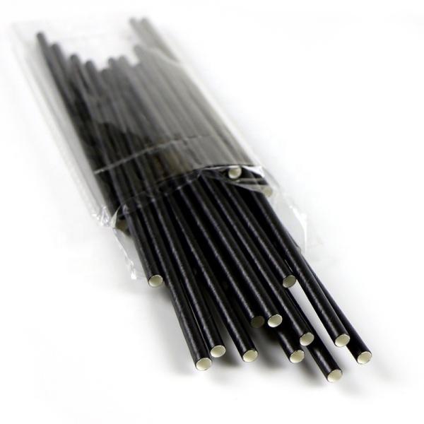 250pcs Biodegradable Customized Logo Black Paper Straws 197mm for Eco Friendly Products