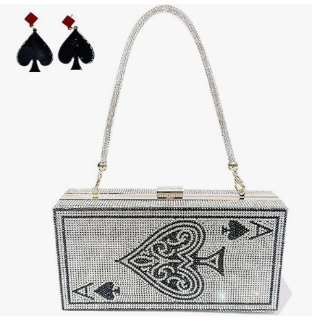 pearl&she Diamond Women Evening Handbags Purse Minaudiere Clutch Bag,Stack of Cash Dollars Crystal Clutch Purses