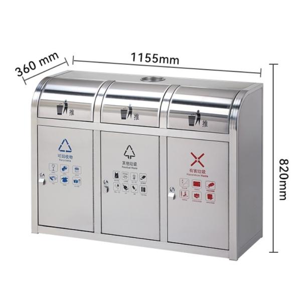 Outdoor Large Commercial Metal Waste Bins Recycling Trash Bin For Sale