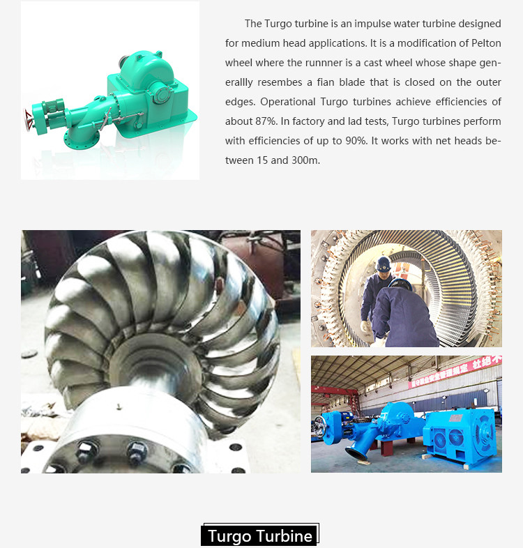 Микро- напор воды генератора турбины 15m-300m 200kw Turgo для гидро электростанции