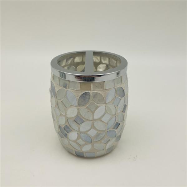 Mosaic Effect Glass Bathroom Accessories Set With Stainless Steel Parts