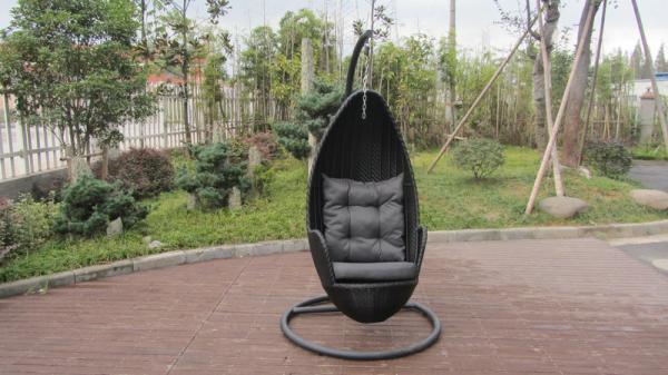 Aluminum Frame And Black Rattan Swing Chair For Outdoor Garden