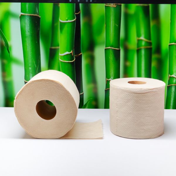 High quality Strong pure bamboo pulp cream beige 3ply 2 ply bamboo toilet paper