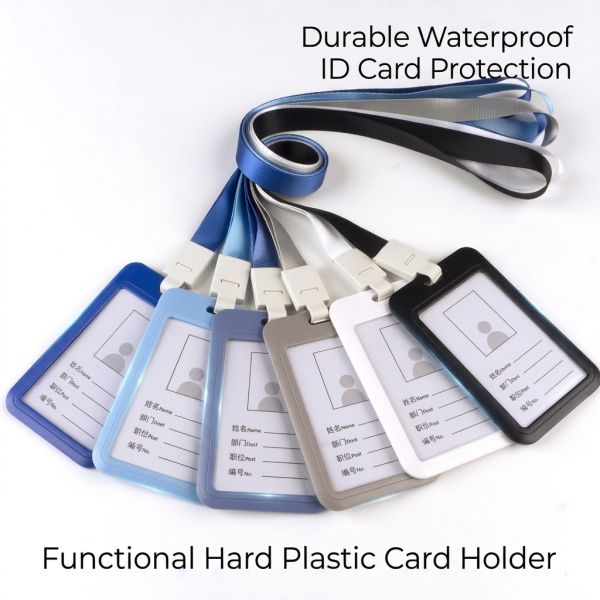 Fashion Style Business Card Customized Candy Color Id Card Protector Abs Plastic Uv Print Badge Holder Lanyard Logo Item