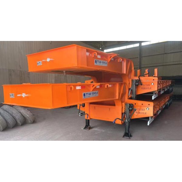 3 Line 6 Axle 100/120 Ton Construction Machinery Carrier Low Bed Trailer With Ramps for Sale
