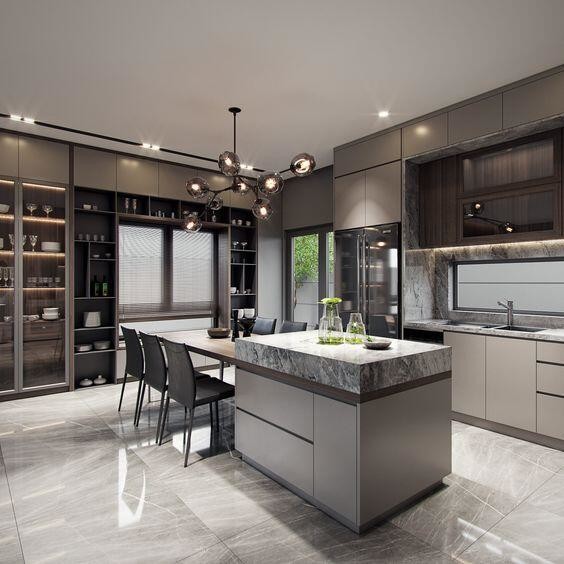 Modern End Home Kitchen Cabinet with Waterproof Fireproof Advantage and Veneer Finish