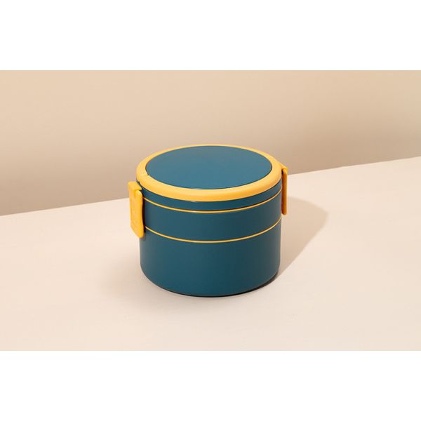 Двухслойный розовый портативный пластиковый банто-ланч-бок с крышкой 1400 мл круглый