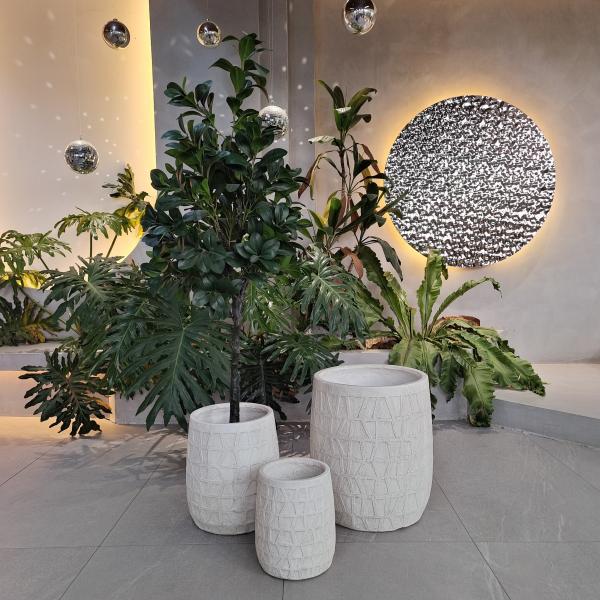 Modern Reinforced Clay Planter Textured Surface For Minimalist Style
