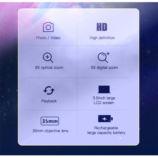 35mm 8X35 Night Vision Binoculars For Day And Night 200m Digital Recording