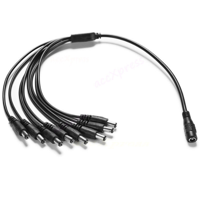 12v dc 8 Channel Power Cable Splitter 1 Female to 8 Male Black CCTV Security System Camera
