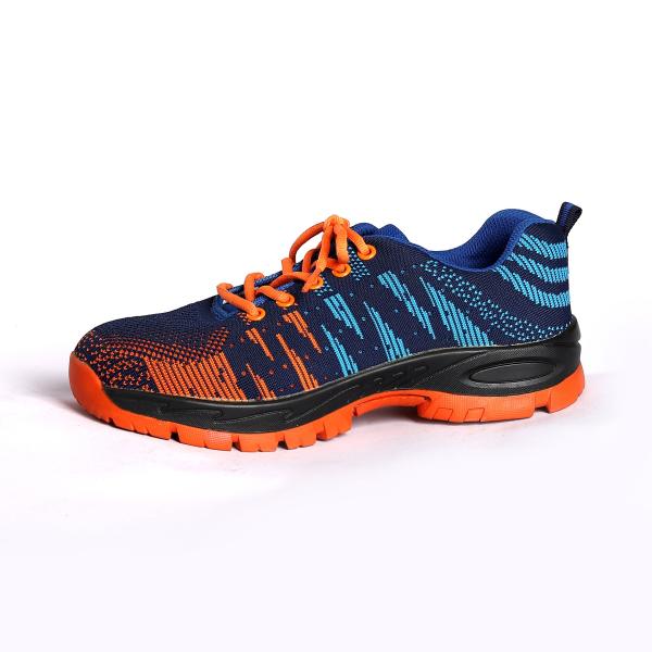 Construction Work Fly Knit Safety Shoes With Rubber Outsole Steel Toe And Steel Plate
