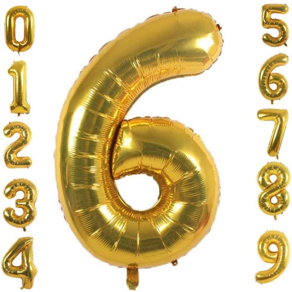 Gold Aluminum Foil Number 0-9 Balloons for Wedding and Party Decoration