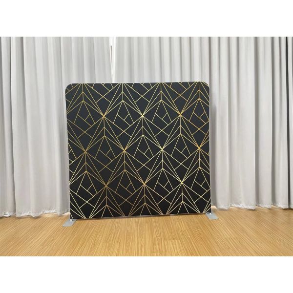 8x8ft Gold Geometric Pillowcase Backdrops Stands Tension Fabric Display Stand