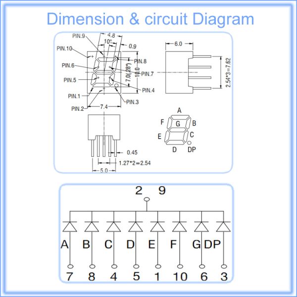 0.28 Inch Single digit 7 Segment LED Display