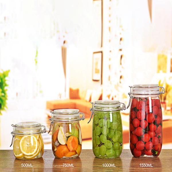 Stocked Airtight Glass Jam Jar Canister Multi Capacity Soda Glass Material