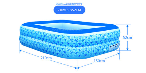 Family 2 layers 210cm Giant PVC Inflatable Swimming Pool