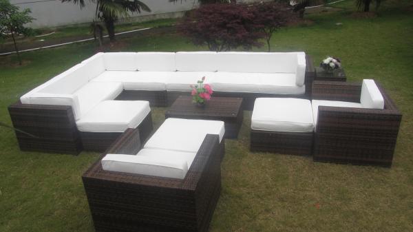 Big Size Sectional Rattan Outdoor Sofa Set Garden Furniture With Comfortable Cushion