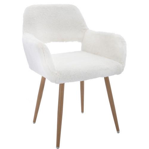 White Iron Dining Chair Set of 2 with Steel Legs