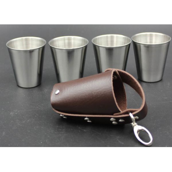 High Grade Metal Wine Cup Pu Skin Pat For Men European Style Logo Printable