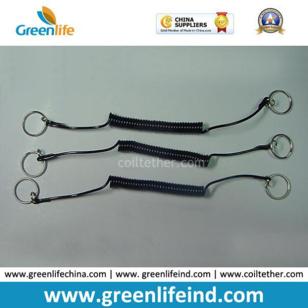 Retracted Black Short Length Coiled Tool Coiled Lanyard