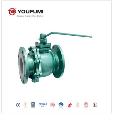 2 Piece PFA Lined Ball Valve WCB Body Material ANSI Standard For Chemical