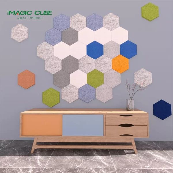 Hexagon PET Acoustic Panel Dia 300mm Polyester Fiber Acoustic Board for Meeting Room