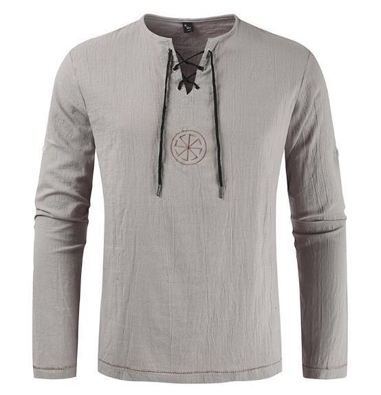 Oem Clothing Manufacturer China 100% Linen Shirt Casual Long Sleeve With Drawstring