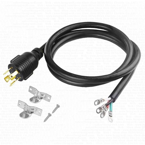 Cable Nema L14-30 con enchufe de bloqueo de 125 V 250 V con cable SJTW 3C 4C 10AWG pelado con terminal de 30 amperios, cable de alimentación de EE. UU.