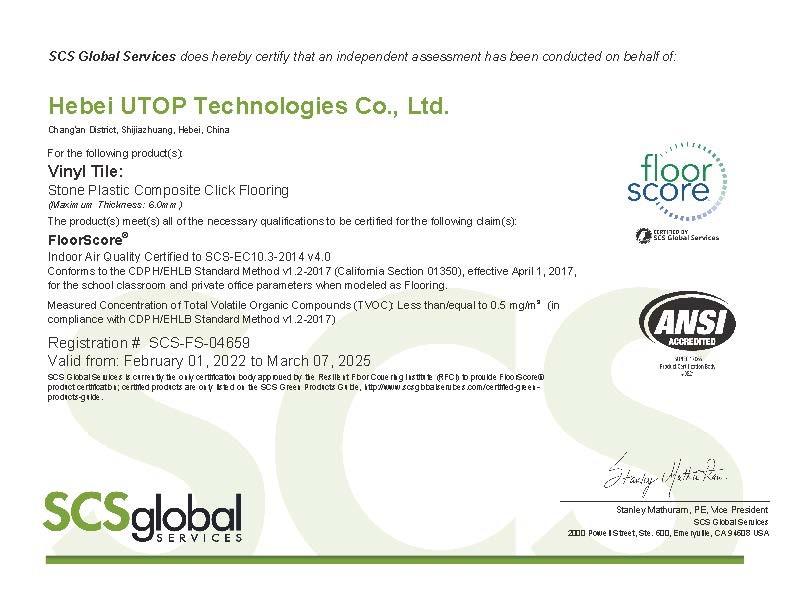 HEBEI UTOP TECHNOLOGIES CO., LTD. Сертификации