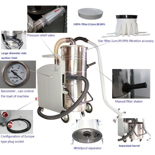 Работа пылесоса аква высокой эффективности, пневматическая промышленная покупка пылесоса