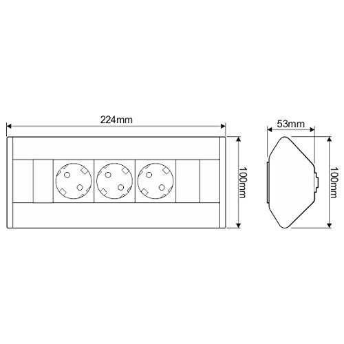 3 Schuko Corner Desk Mount Power Strip High Grade Performance Long Working Time