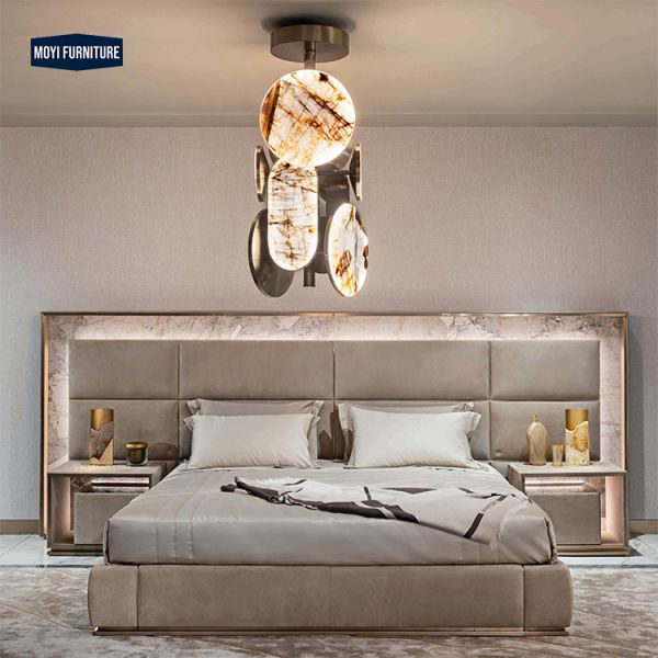 Metal Frame Comfortable Leather Bed King Size Set Modern Kingsize Double Design Furniture Italian Luxury Queen Dimensions