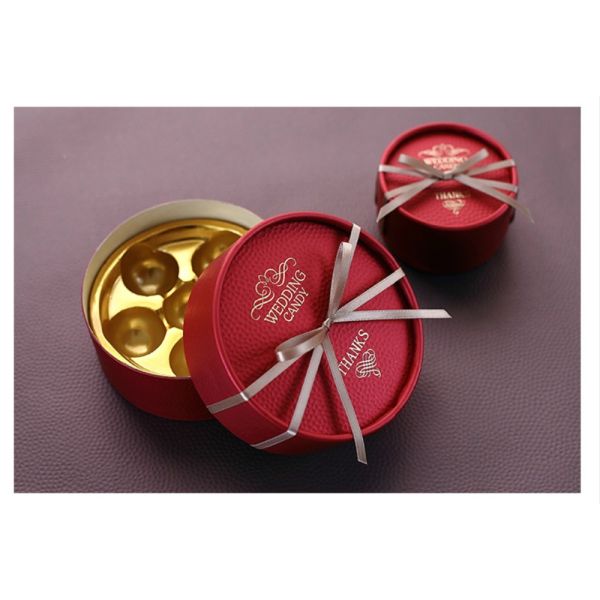 Logo personnalisé Emballage de truffe recyclable Carton rond Boîte de chocolat Favourites Cadeau Pour Souvenirs de Mariage