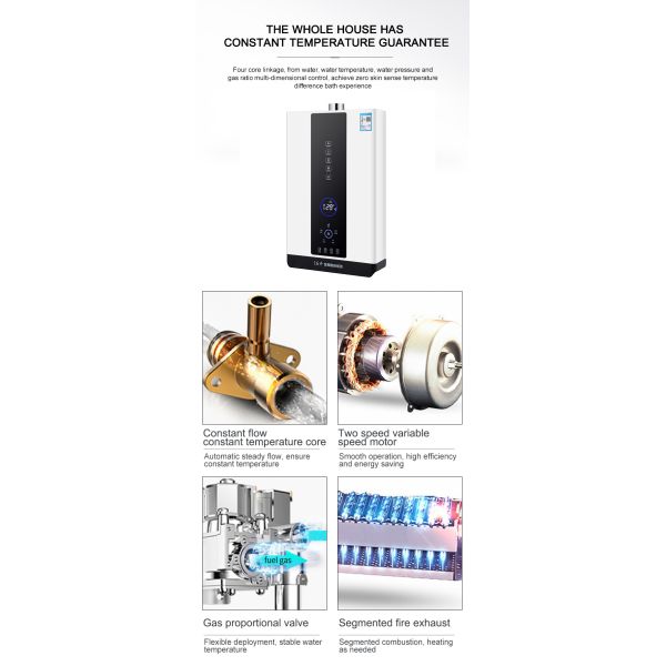 Natural LP Gas Tankless Water Heater Hot Water Boiler 16000W 10L-16L