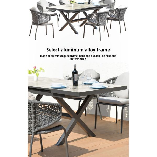 Outdoor Furniture Luxury PE Woven Wicker Chairs And Table Set For Garden Patio Dining