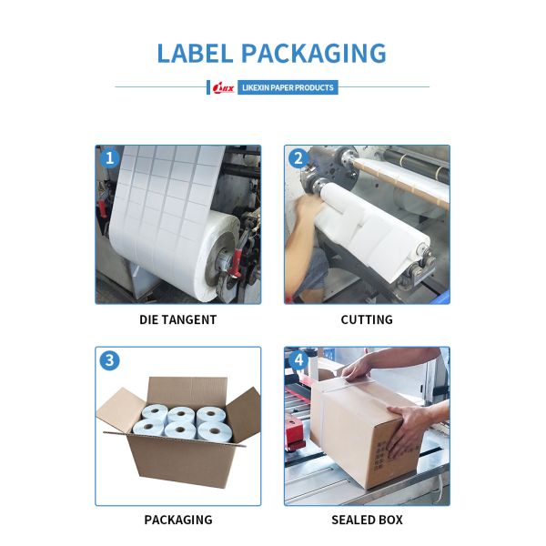 Pressure Sensitive Glassine Thermal Label Roll / Fanfold White / Yellow / Blue