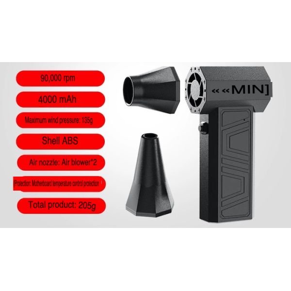 Black 90000rpm 4000mah Pocket Violent Turbo Fan For Outdoor Cool Camping