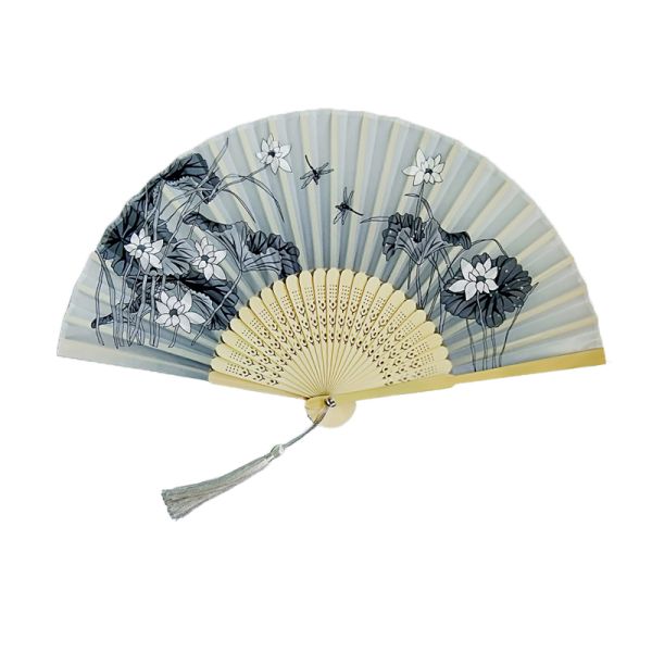[I AM YOUR FANS] Chinese Flower Pattern Art Craft Gift Folding Fan Party Dance Ancient Style Clothing Hand Fan