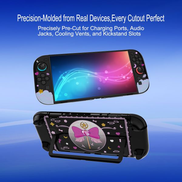 Cartoon Girly Print Detachable Hard Case for Nintendo Switch 2 / PC Gaming Devices - Two-Piece Protective Shell