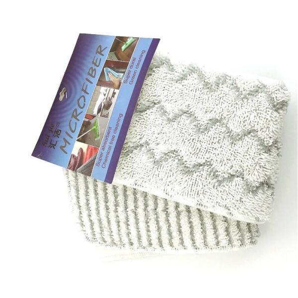 White Color W Shaped Microfiber Wet Mop Pads With Hard Silk 480gsm Fabric