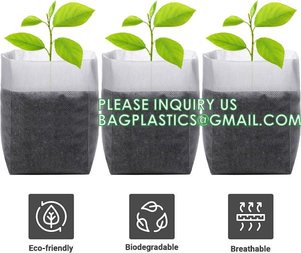 Nursery Growing Bags Large, 7.8x8.6 inches Biodegradable Fabric Seedling Grow Bag, Seed Starting Pots Pouches