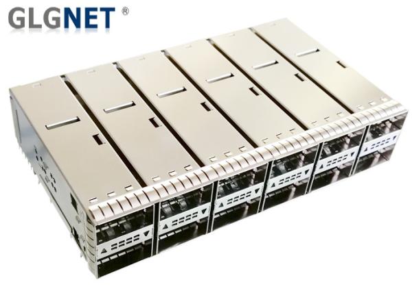 Copper Alloy QSFP Cage QSFP28 Connector 2x6 Multiple Port Outer Light Pipe