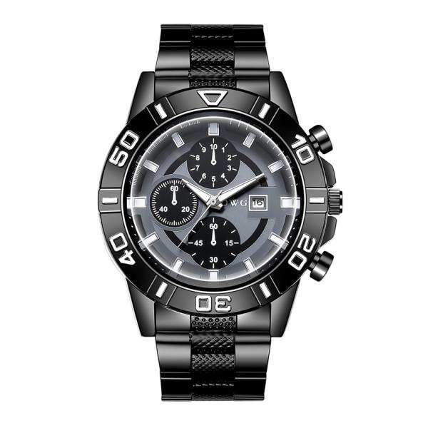 Chronograph Mens Quartz Watch SS Strap 42mm Case Calendar Wrist Watch