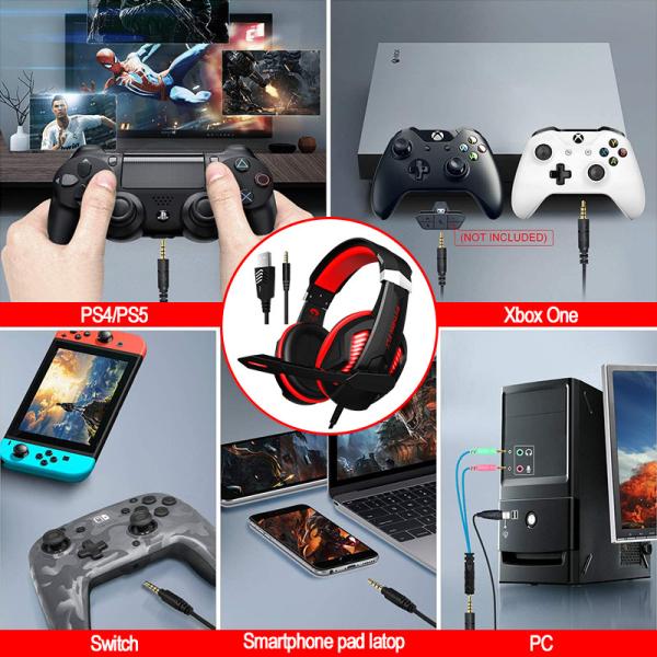 G2000 Gaming Headsets Over Ear Headphones With Adjustable Microphone 3.5mm Audio Jack