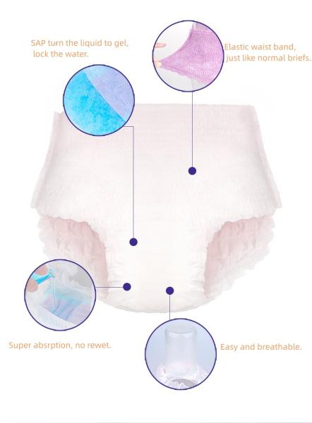 Pantalhões higiênicos de algodão descartáveis para o período