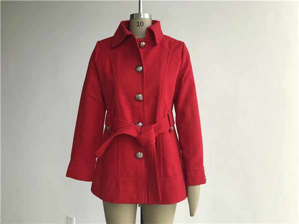 Melton Material Ladies Wool Coat / Ladies Black Single Breasted Coat TW48127