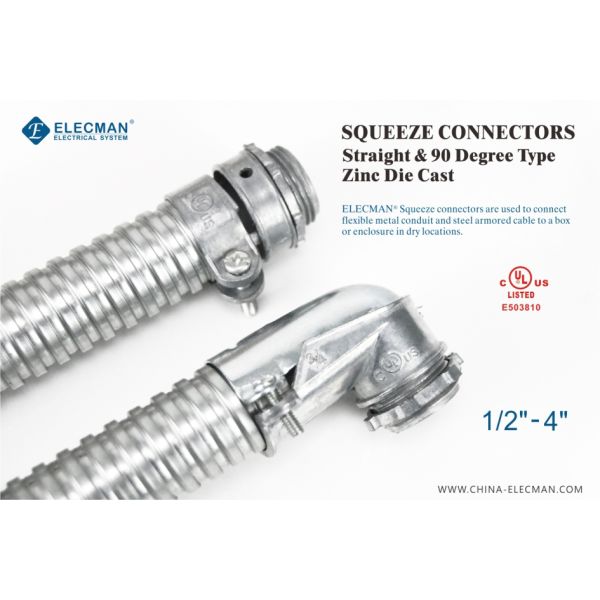 Штуцеры гибких спиральных трубок 90 градусов оцинковывают электрический соединитель выжимкы 2 дюйма 3 дюйма