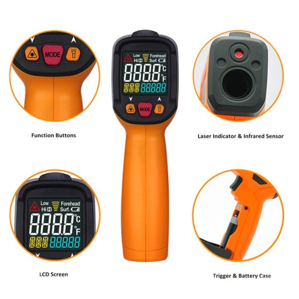 Высокотемпературная Хандхэльд ультракрасная рабочая температура оружия термометра - 50 | 300 градусов