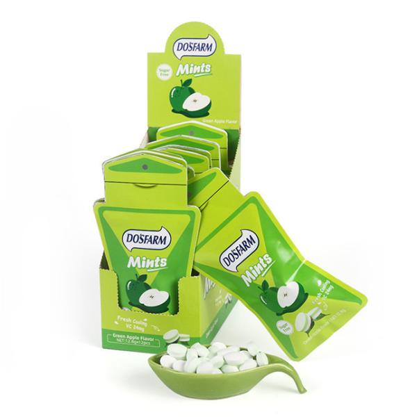 Doces dados forma ovais refrigerando do gosto de Sugar Free Mint Green Apple completos da vitamina C